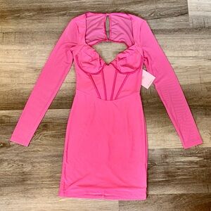 Elegant Pink Long Sleeve Dress
